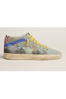 GOLDEN GOOSE MID STAR CANVAS UPPER WITH PALM PRINT