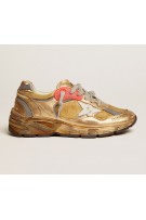 GOLDEN GOOSE RUNNING DAD NET and LAMINATED UPPER Leather STAR col. Gold