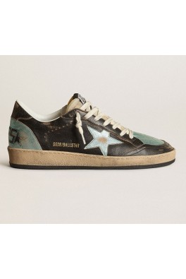 GOLDEN GOOSE BALL STAR Black with Mint Heel and laminated STAR