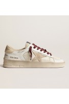 GOLDEN GOOSE STARDAN NAPPA and SUEDE STAR FABRIC HEEL with burgundy laces