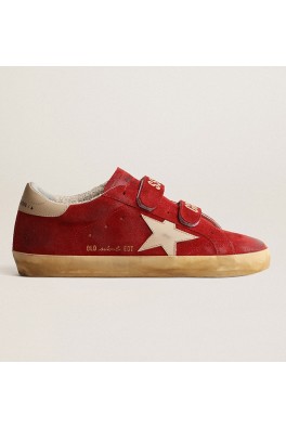 GOLDEN GOOSE OLD SCHOOL RED SUEDE EMBROIDERY